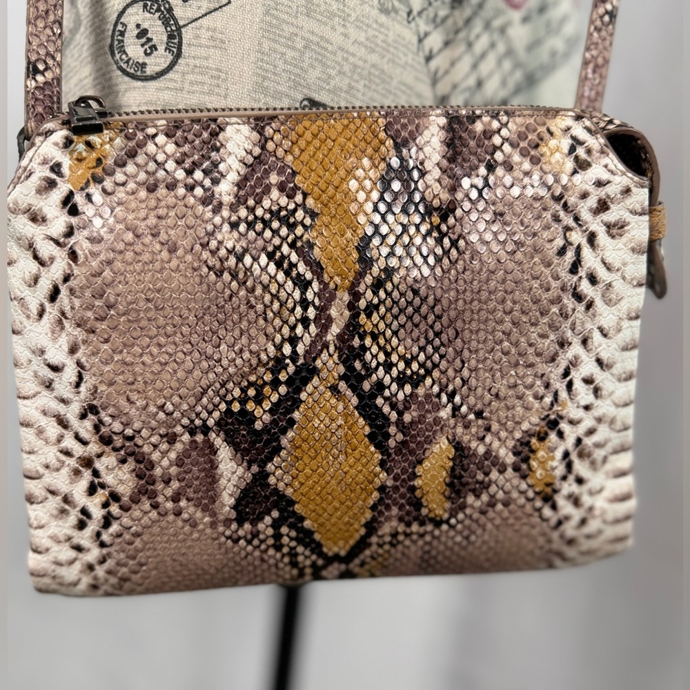 A New Day Faux Snakeskin Crossbody Bag | Brown & Tan | Adj Strap - Picture 8 of 13